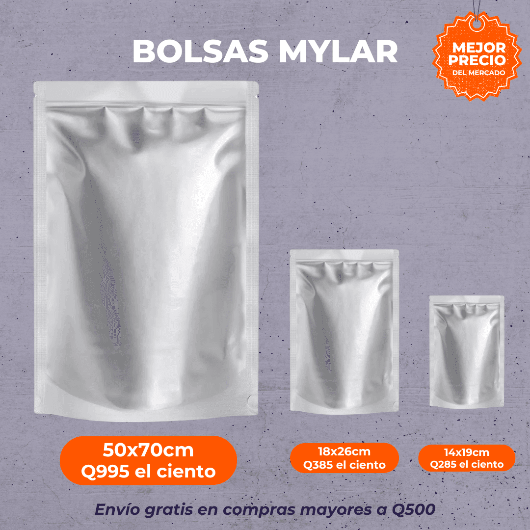 Pack 100 Bolsas Mylar L (50.8x70.2cm)