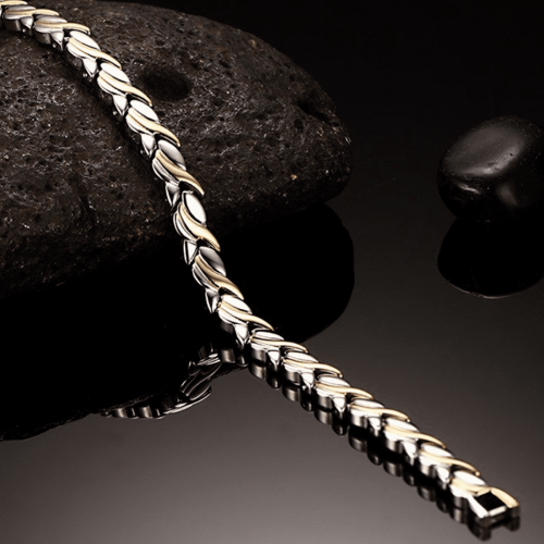 Pulsera De Magnetoterapia Dos Oros Estilo Tulipán