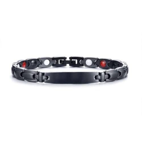 Pulsera de Magnetoterapia Color Negro Con Fino Acabado En Polímero Negro