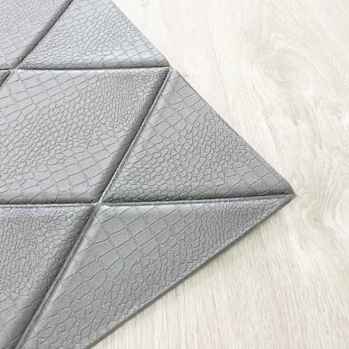 Lamina Autoadhesiva Estilo Cocodrilo 3D Color Plateado de 70x70cm