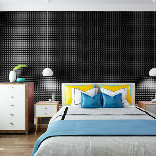 Lamina Autoadhesiva 3D de Cubos Color Negro de 70x70cm